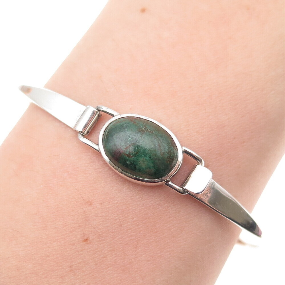 Kenny Guerro Navajo Old Pawn 925 Sterling Vintage Turquoise Bangle Bracelet 6.5"